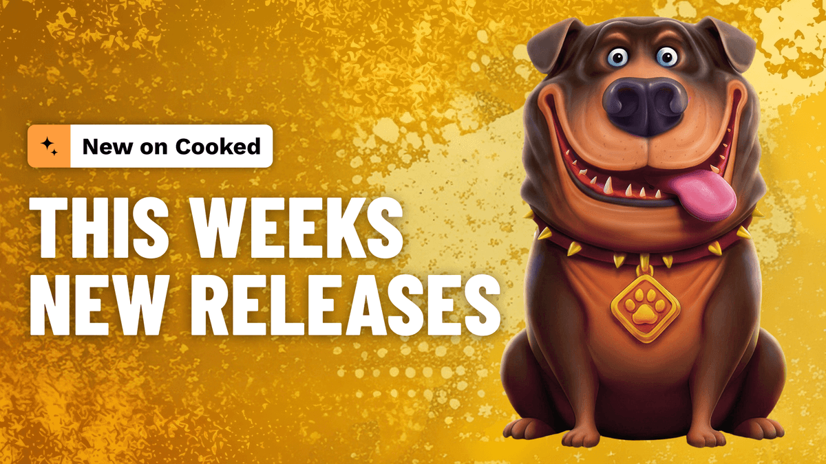 Fifty-two new games from thirty-eight studios just landed on Cooked. Pragmatic Play headlines with five (including The Big Dog House and a Free Bet Blackjack Latino pair), NetEnt and Evolution drop new live titles, and Playtech finally adds Craps to the catalog.