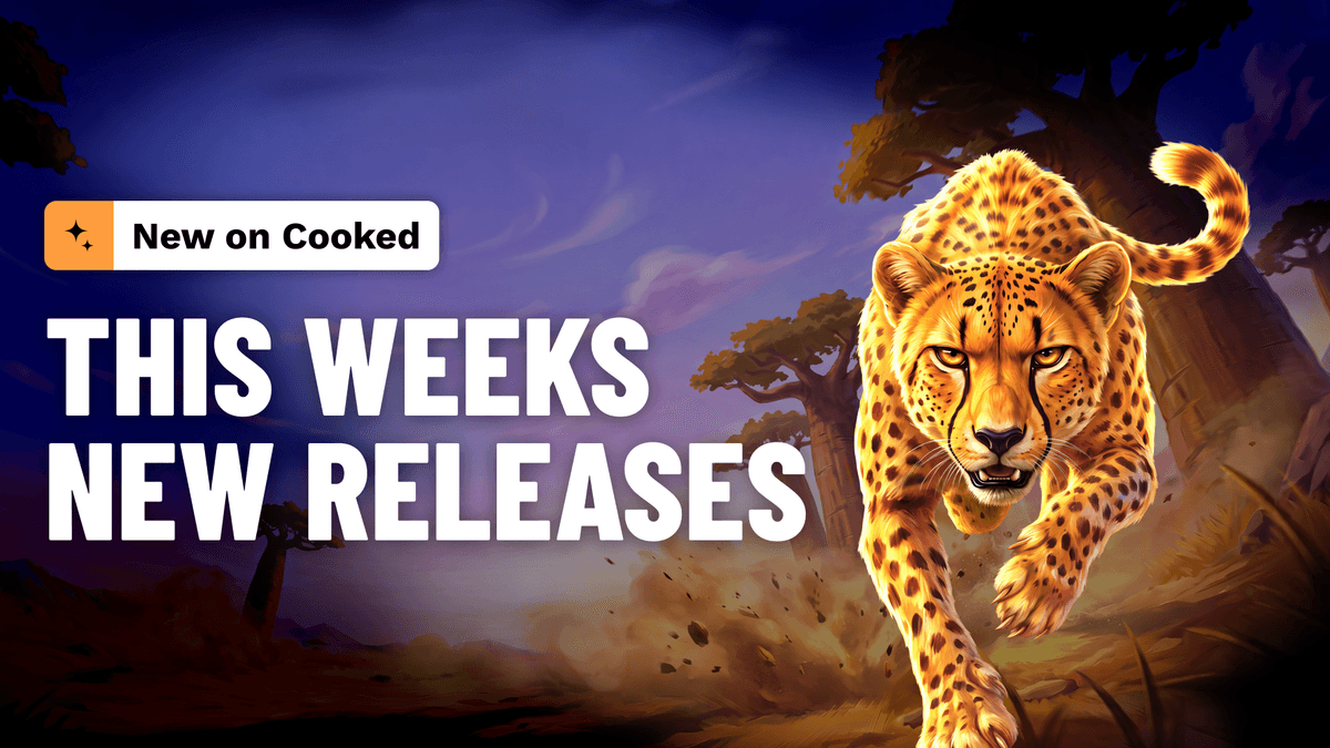 Sixty-plus titles across forty studios open October on Cooked. Pragmatic Play's Cheetah Wild leads the week alongside Nolimit City's Gator Hunters 2 and Relax Gaming's Cloudforge. ICONIC21 adds two Halloween-themed live tables ahead of the season.