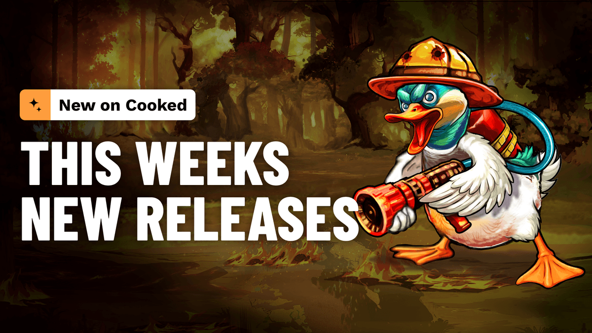 Fifty-five-plus titles across forty studios land on Cooked this week. Nolimit City's Duck Hunters 2 leads the week alongside Hacksaw Gaming's Great Game Serengeti and Thunderkick's Serpentico Smash. Blueprint Gaming arrives with three titles and Tequity Originals debuts Craps to the lobby.