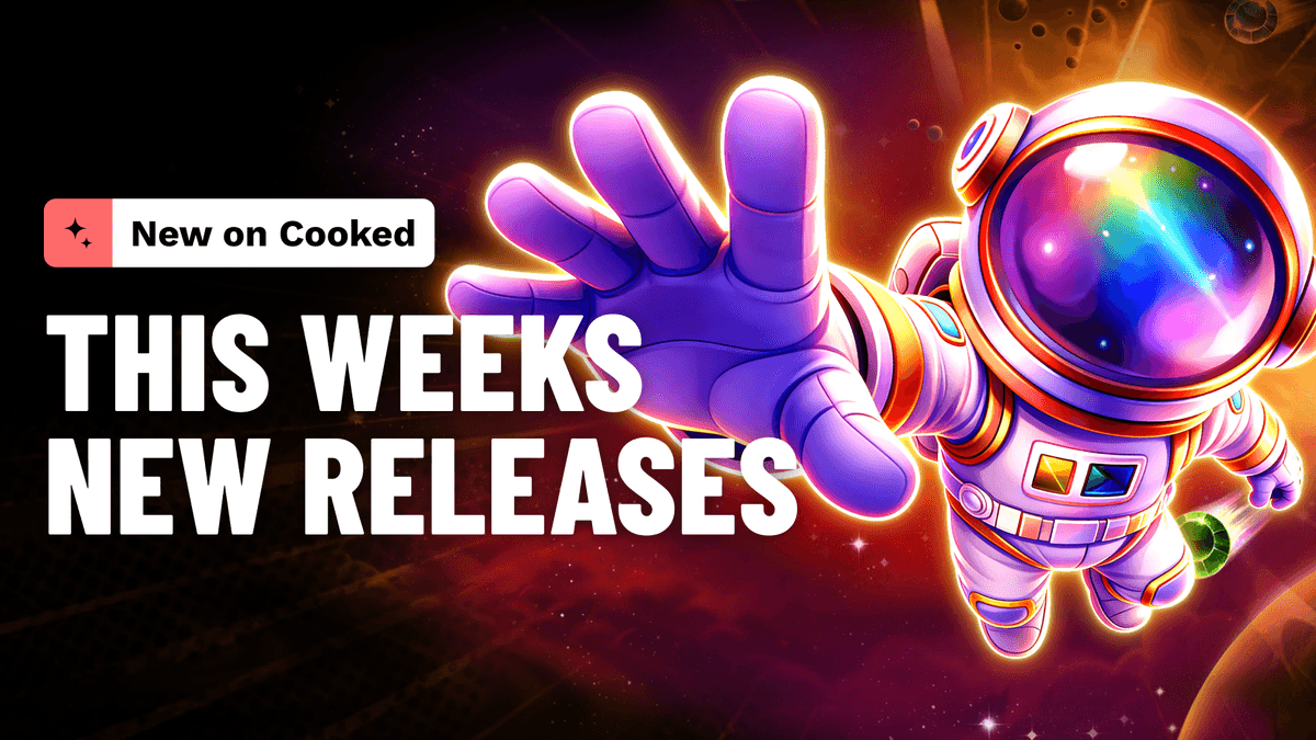 Forty-five-plus titles across thirty-five studios land on Cooked this week. Pragmatic Play's Cosmic Clusters! leads the slots, joined by Hacksaw Gaming's Le Prechaun and Fantasma Games' Bonus Bullets. Winfinity adds another five-table suite to the lobby.